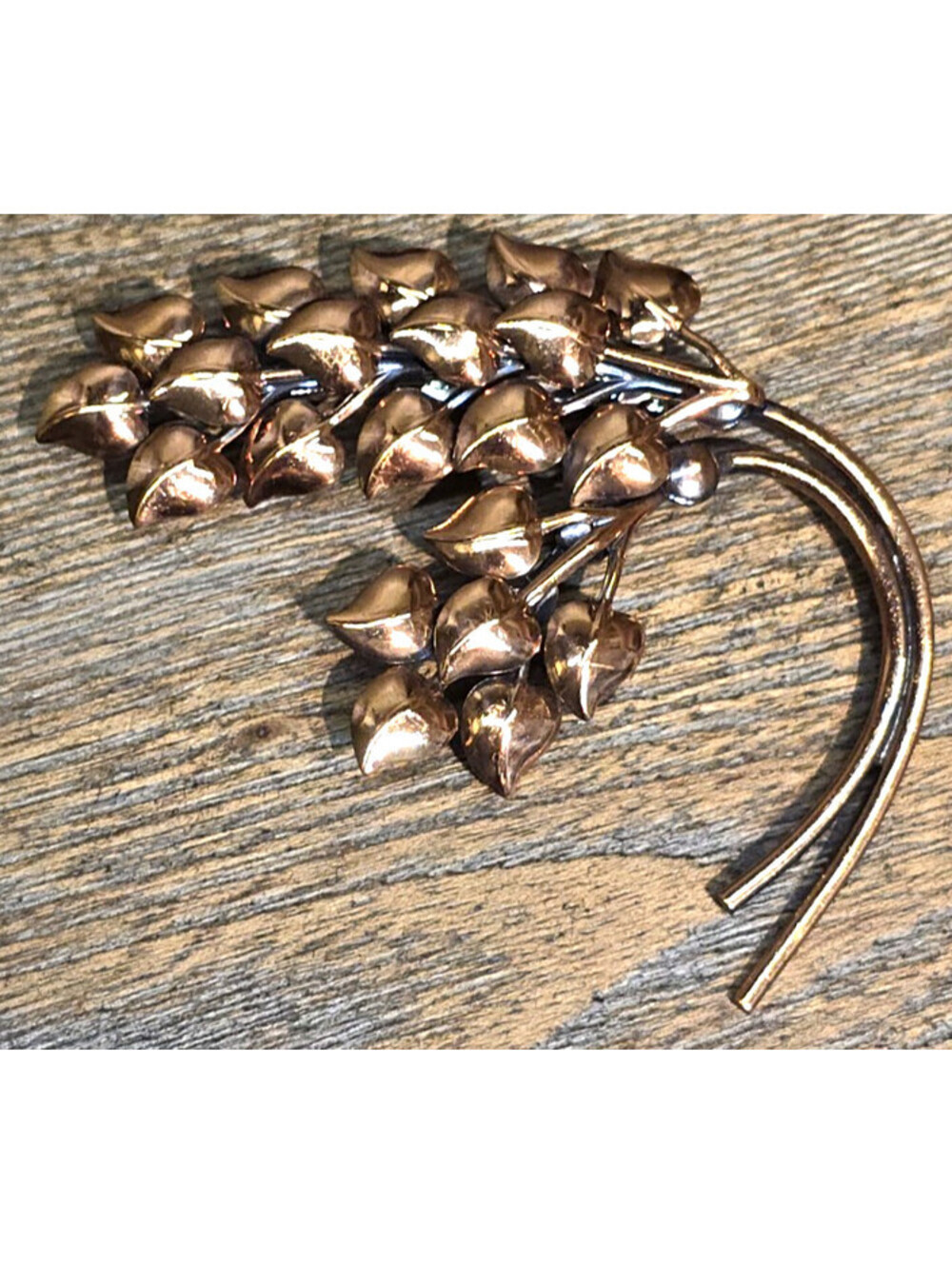 Renoir Large 3" Copper Brooch Branch with Leaves READ REPAIRED